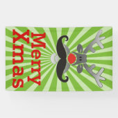 Red Nosed Rudolph met Mustache + jouw idee Spandoek (Horizontaal)