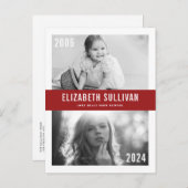 Red Now and Then Class of 2022 Graduation Aankondigingskaart (Voorkant / Achterkant)