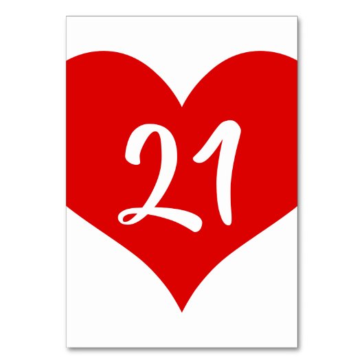 Red Numbered Heart Kaart (Achterkant)