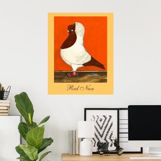 Red Nun Pigeon Poster (Thuiskantoor)