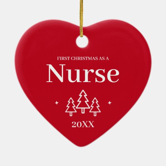 Red Nurse First Kerstmis Ornament (Achterkant)