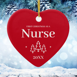 Red Nurse First Kerstmis Ornament