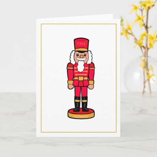 Red Nutcracker Blank Inside Christmas Card Kaart (Gele Bloem)