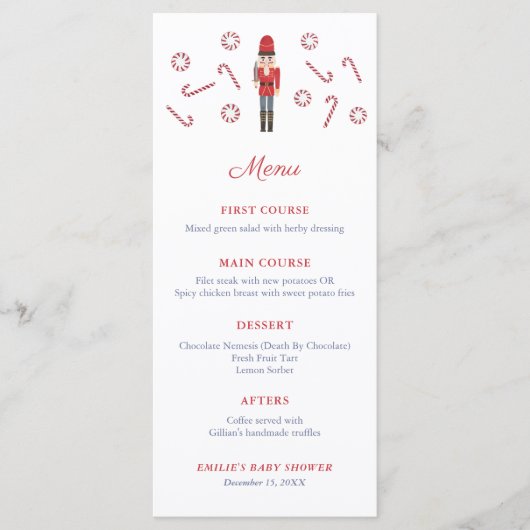Red Nutcracker Candy Canes Family Kerstparty Menu (Voorkant)
