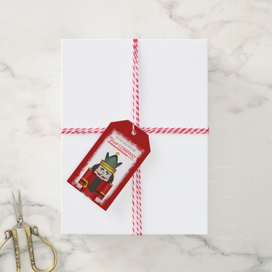 Red Nutcracker Company Logo Christmas Gift Label Cadeaulabel (Met Touw)