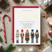 Red Nutcracker kerstfeestfeest Gold Folie Uitnodiging