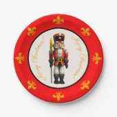 Red Nutcracker Theme Merry kerstpaper Bord (Voorkant)