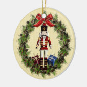 Red Nutcracker Wreath Round Kerstannament Keramisch Ornament (Links)