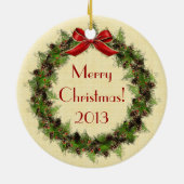 Red Nutcracker Wreath Round Kerstannament Keramisch Ornament (Achterkant)