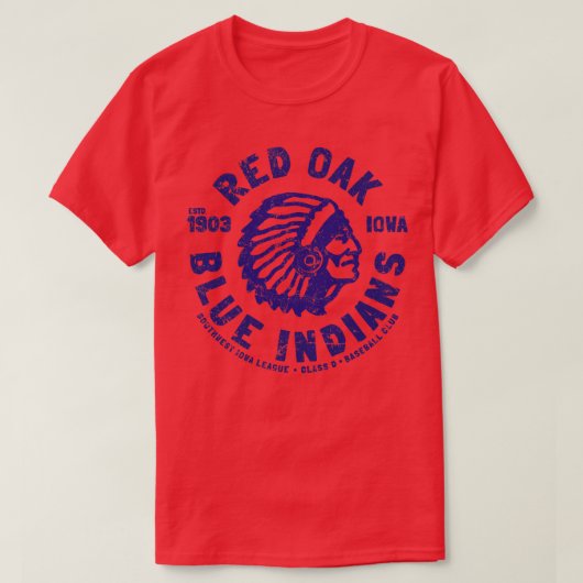 Red Oak Blue Indianen T-shirt (Design voorkant)