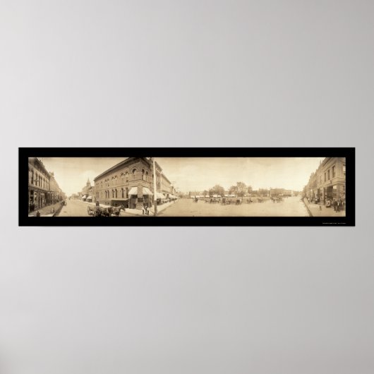 Red Oak IA Street Foto 1908 Poster (Voorkant)