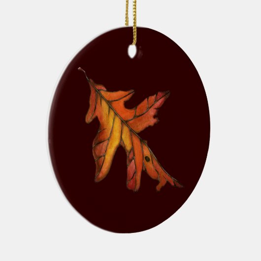Red Oak Leaf Keramisch Ornament (Rechts)
