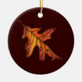 Red Oak Leaf Keramisch Ornament (Voorkant)