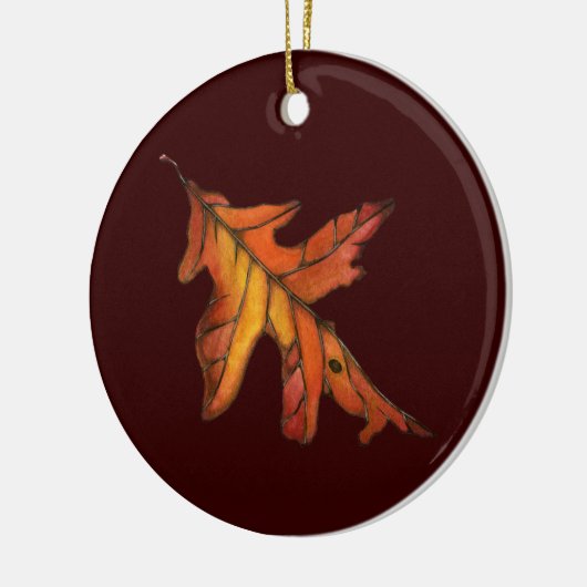 Red Oak Leaf Keramisch Ornament (Links)