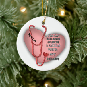 Red Ob Gyn Nurse Keramisch Ornament