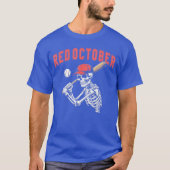 Red October Funny Halloween Baseball Skeleton gift T-shirt (Voorkant)