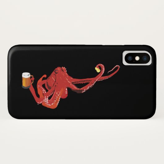 Red Octopus Beer Lover Case-Mate iPhone Case (Achterkant (horizontaal))