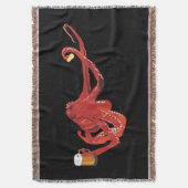 Red Octopus Beer Lover Deken (Voorkant Verticaal)