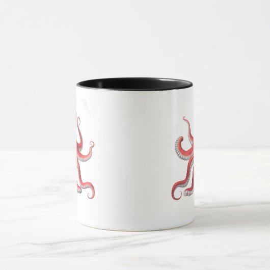 Red Octopus Coffee Mug Deep Sea Creature Art  Mok (Midden)