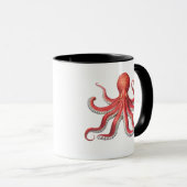 Red Octopus Coffee Mug Deep Sea Creature Art  Mok (Voorkant rechts)