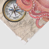 Red Octopus Kraken  Map Compass Nautical Tissuepapier (Detail)