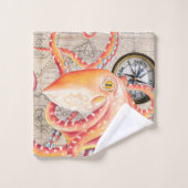 Red Octopus  Map Comass Marine Bad Handdoek (Wasdoekje)