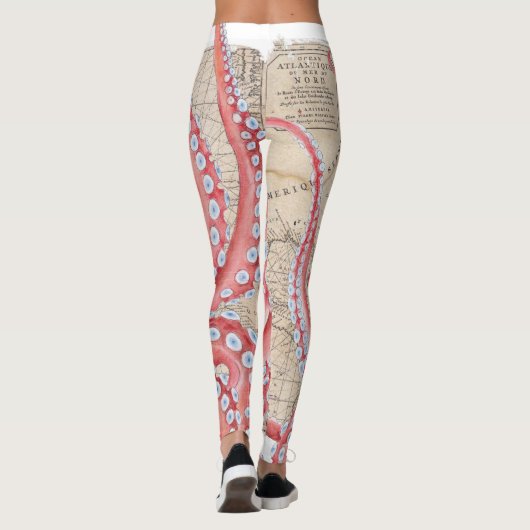 Red Octopus  Map Compass Leggings (Achterkant)