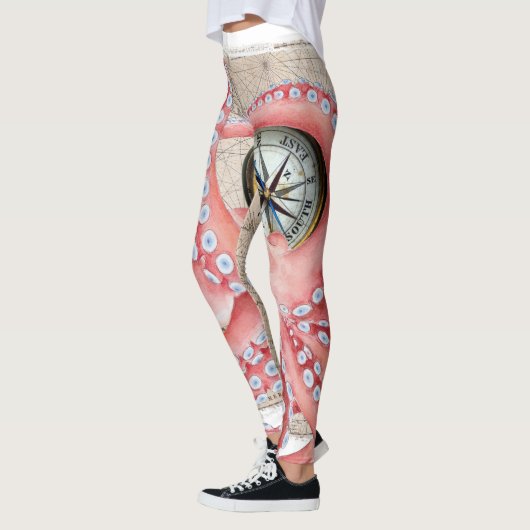 Red Octopus  Map Compass Leggings (Links)