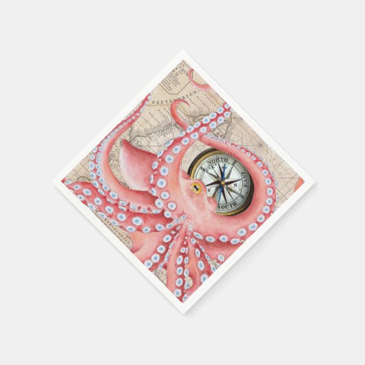 Red Octopus  Map Compass Servet (Hoek)