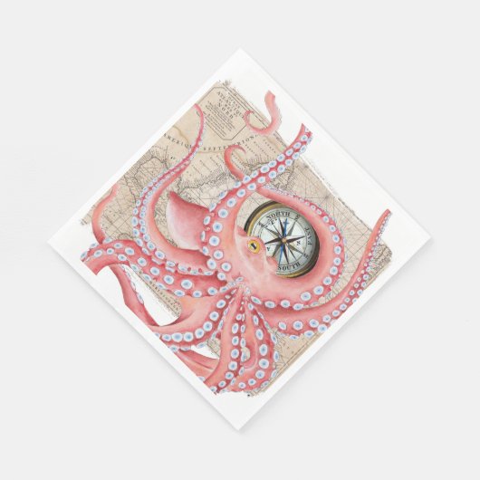 Red Octopus  Map Compass Servet (Hoek)