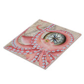 Red Octopus Map Compass Tegeltje (Zijkant)