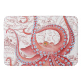 Red Octopus  Map White Badmat (Voorkant)