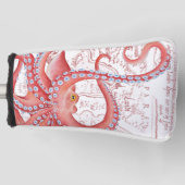 Red Octopus  Map White Golfheadcover (Voorkant)