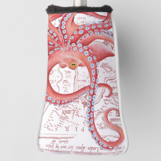 Red Octopus  Map White Golfheadcover (Draai 90)