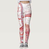 Red Octopus  Map White Leggings (Voorkant)
