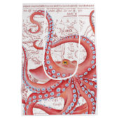 Red Octopus  Map White Medium Cadeauzakje (Achterkant)