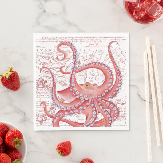 Red Octopus Map White Servet (Insitu)