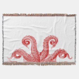 Red Octopus Tentacles Illustratie Deken