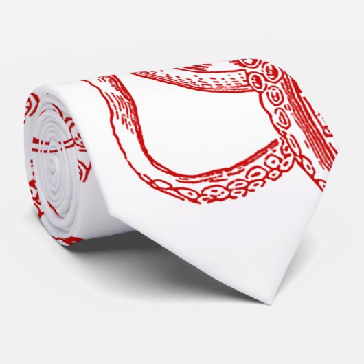 Red  Octopus Tentacles Illustratie Stropdas (Opgerold)