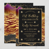 Red Oerwoud Safari Glitter Agate 21st Birthday Kaart (Voorkant / Achterkant)