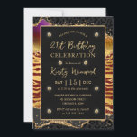 Red Oerwoud Safari Glitter Agate 21st Birthday Kaart<br><div class="desc">Een prachtige elegante rode,  zwarte en goudglitteragate achtergrond met tijgerstrepen en luipspikkels</div>