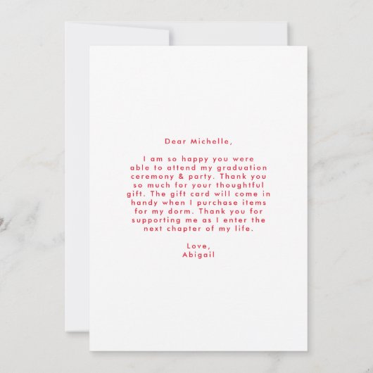 Red Offset Arch Photo Afstuderen Bedankkaart (Achterkant)