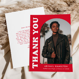 Red Offset Arch Photo Afstuderen Bedankkaart