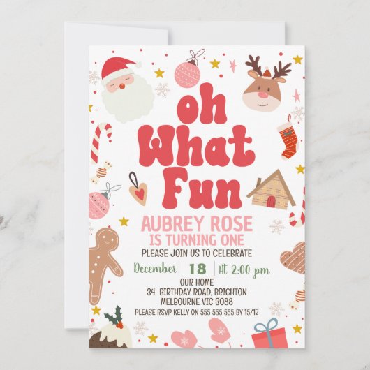 Red Oh Wat een leuke kerst 1e verjaardag Kaart (Voorkant)