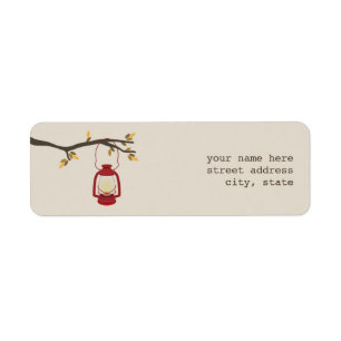 Red Oil Lantern Camping Address Label - Herfst