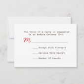 Red Oil Lantern Evergreen Camping Wedding R.S.V.P. RSVP Kaartje (Achterkant)