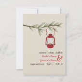 Red Oil Lantern Evergreen Tree Save the Date (Voorkant)