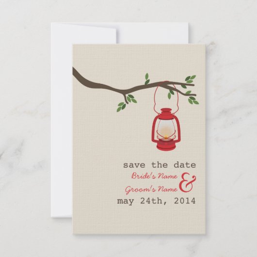 Red Oil Lantern Outdoor Wedding Save the Date (Voorkant)