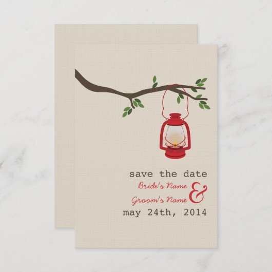 Red Oil Lantern Outdoor Wedding Save the Date (Voorkant / Achterkant)