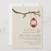 Red Oil Lantern Wilderness / Camping Fall Wedding Kaart (Voorkant)
